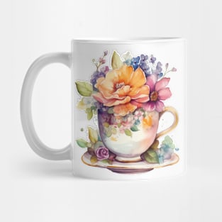 Whimsical Teacup With Flowers Mug